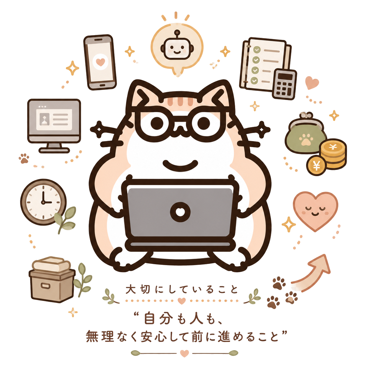 ねこやん🐱（メガネをかけてパソコンを開いている）